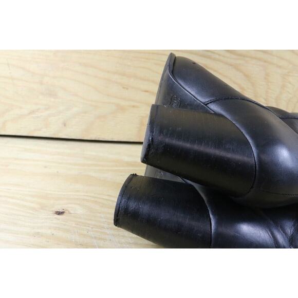 Thursday Boot Company Womens 7.5 Black Leather Ankle Block Heel 3" Zip Bootie - Picture 8 of 12